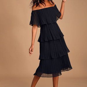 Lulu's Gala Ready Black Midi Dress